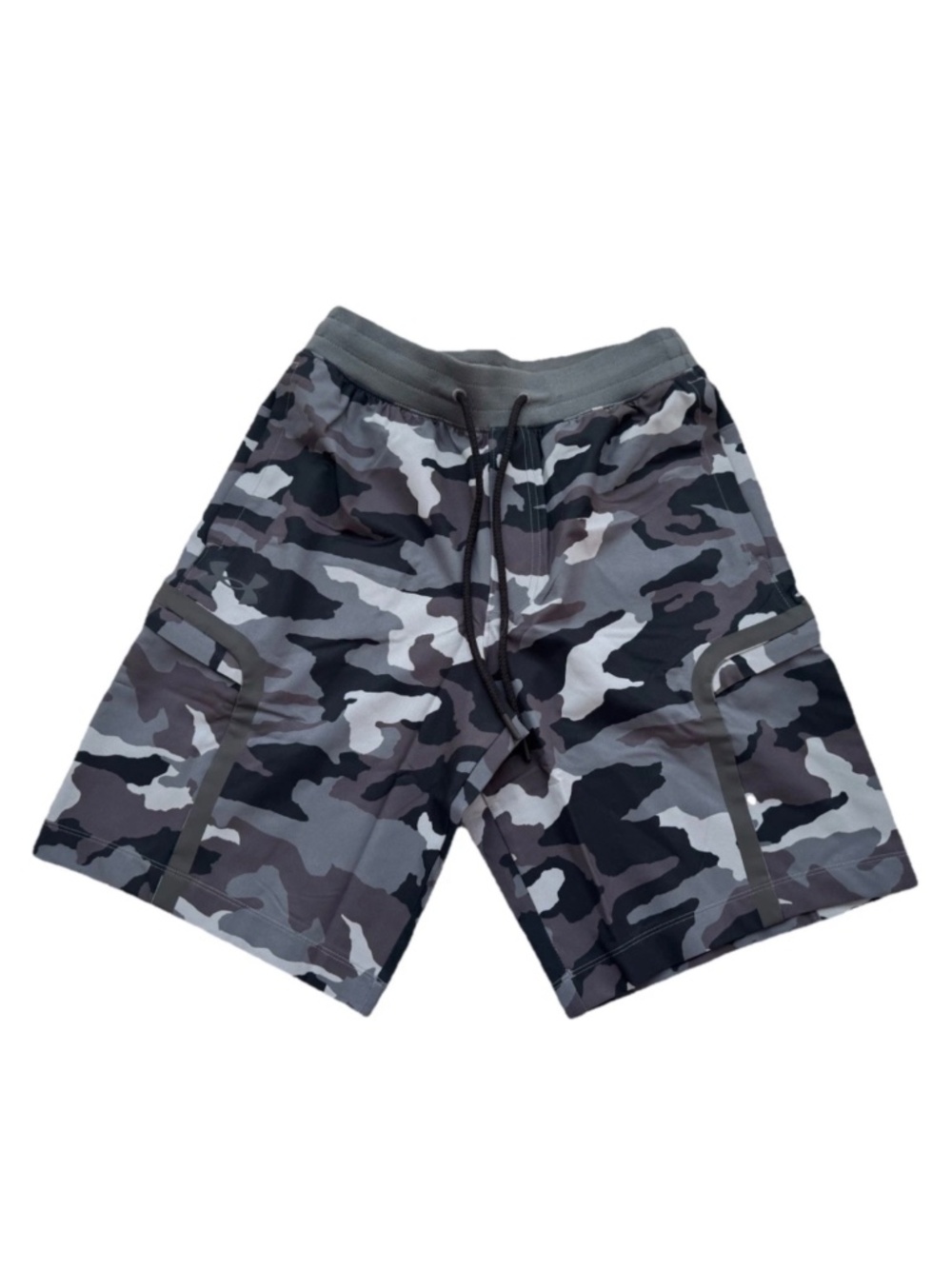 $90 Under Armour UA Elite Cargo Print Shorts Black Dark Gray Men’s Fitted M YKK